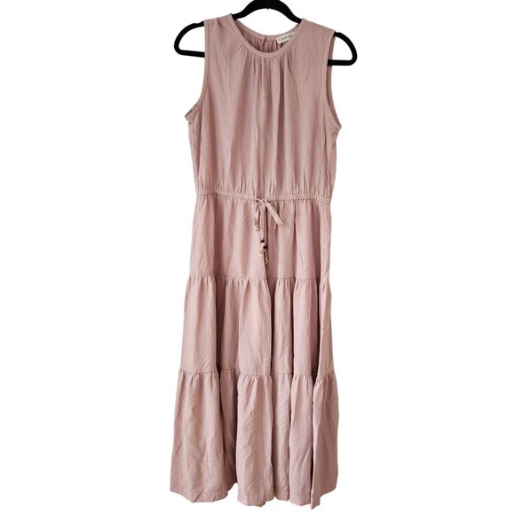 Calvin Klein Pink Ruffle Tiered Maxi Dress Sleeveless Spring Summer Women's 6 - Picture 1 of 8